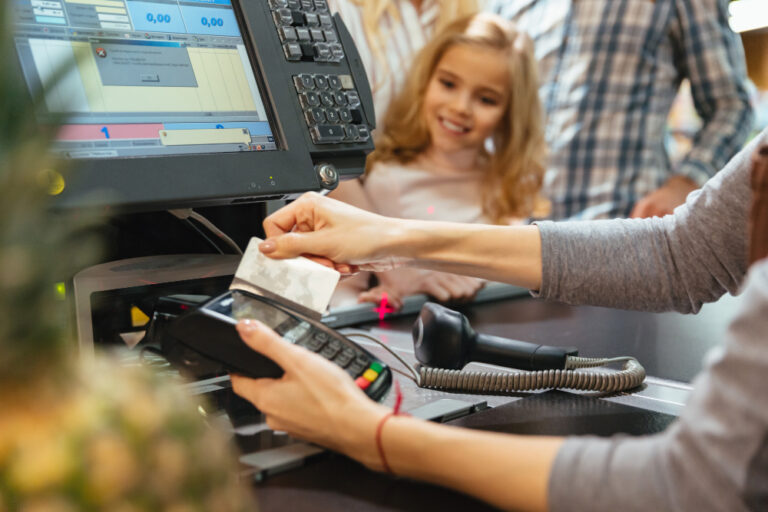 Point-of-sale terminal at a retail checkout