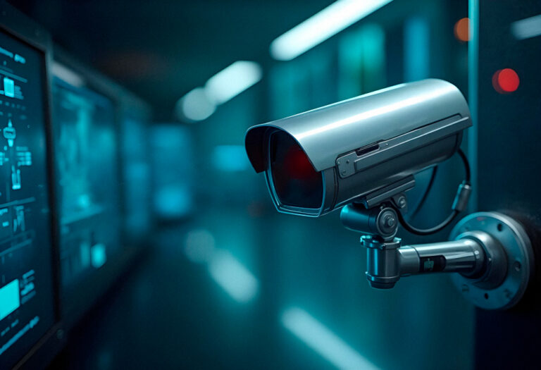 Security camera installed in an equipment environment